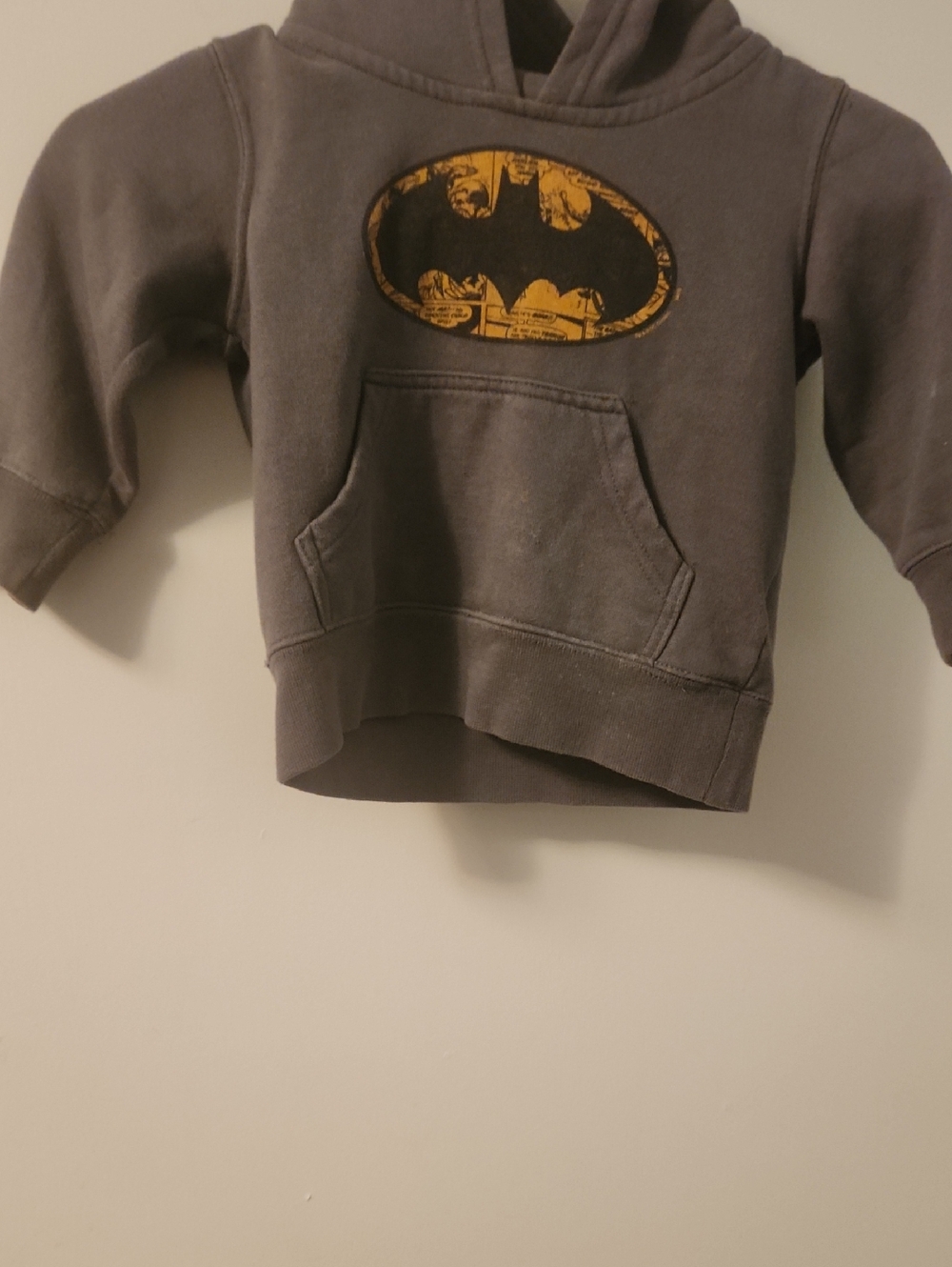 Kids Gray Hoodie with Yellow Batman Emblem